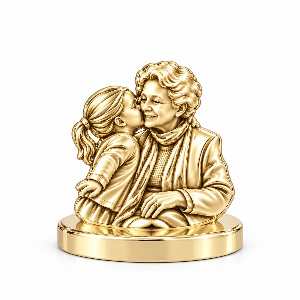 Shared Sweetness Photo Keepsake Plaque – 18K gold, front view