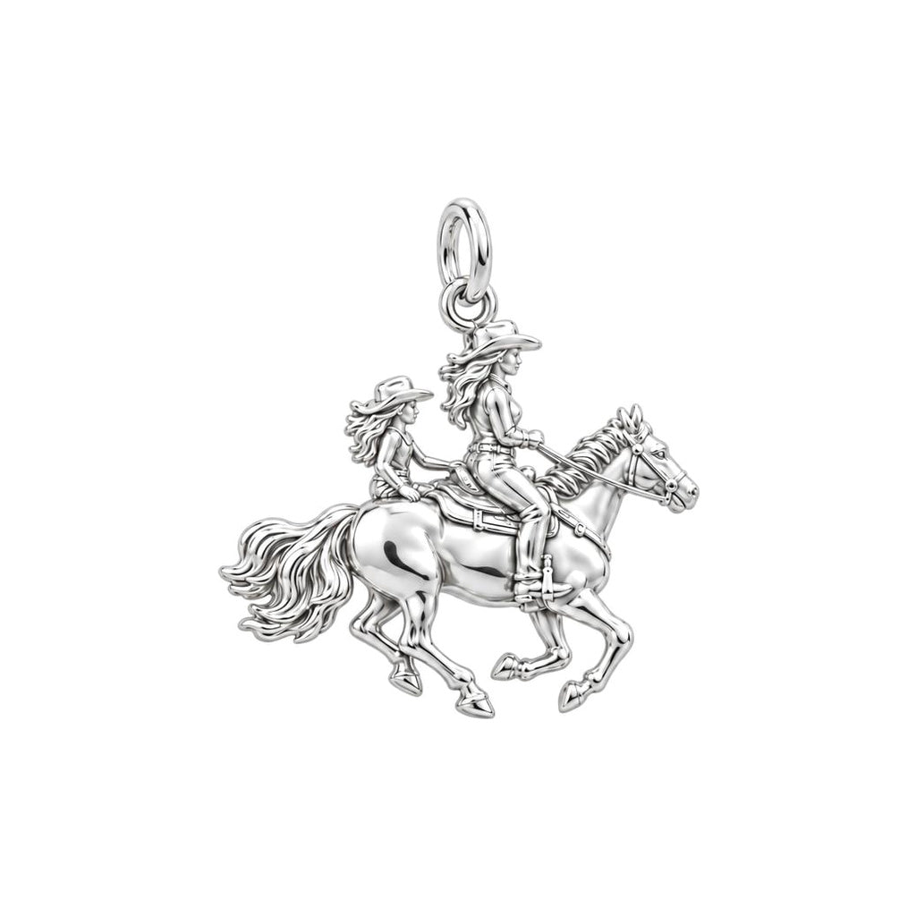 Shared Trail Adventure Charm Bracelet – Personalized Mom Gift – silver charm, front view