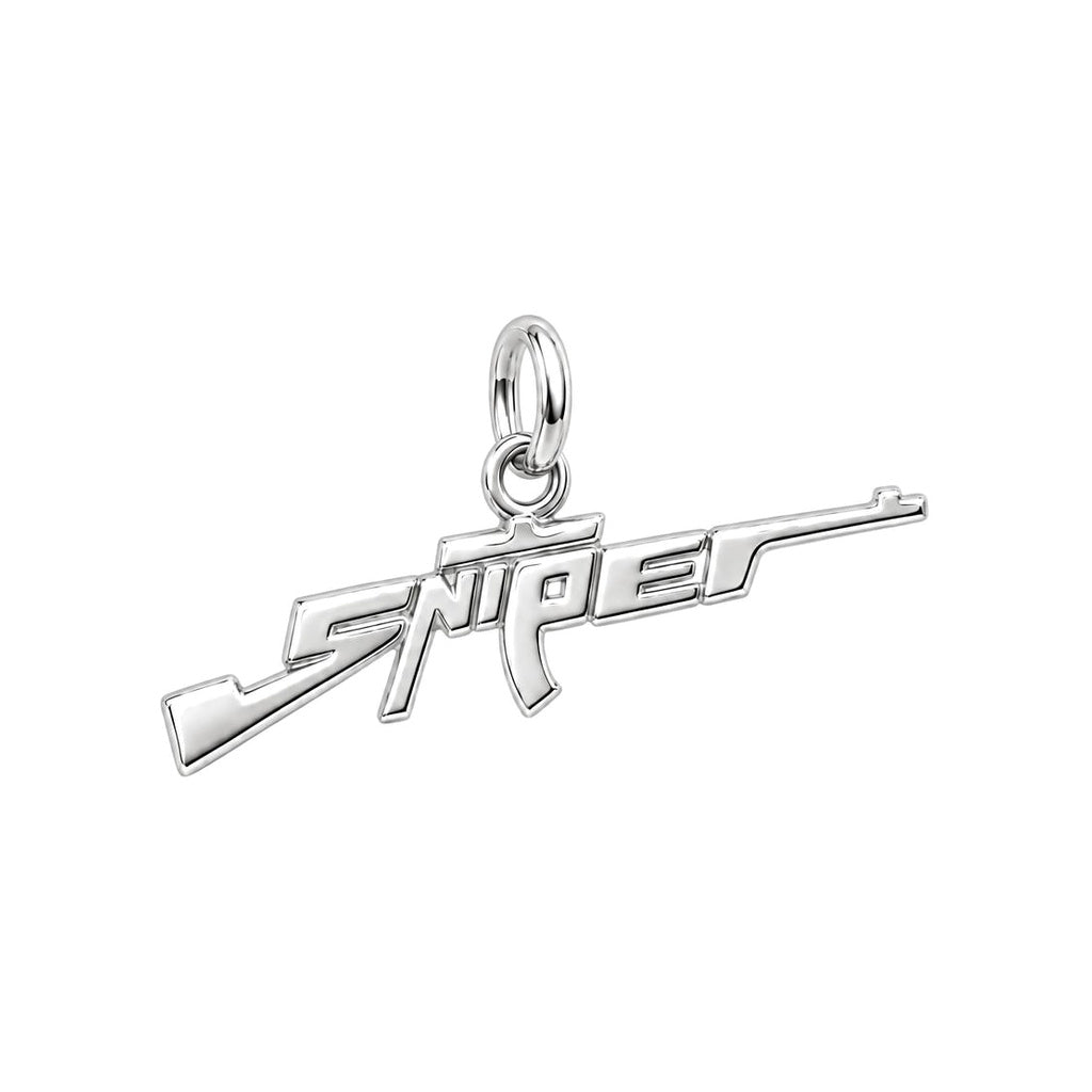 Sharpshooter Sniper Charm Bracelet – Personalized Veteran Gift – silver charm, front view