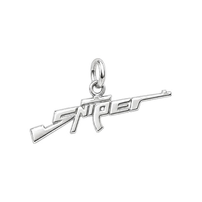 Sharpshooter Sniper Charm Bracelet – Personalized Veteran Gift – silver charm, front view