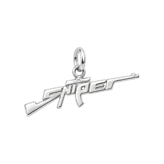 Sharpshooter Sniper Charm Bracelet – Personalized Veteran Gift – silver charm, front view