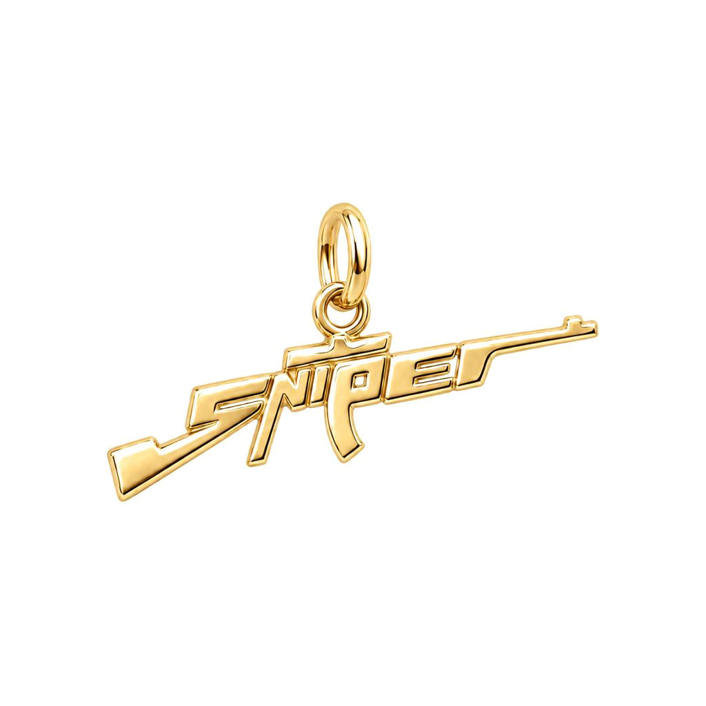 Sharpshooter Sniper Charm Bracelet – Personalized Veteran Gift – 18K gold charm, front view
