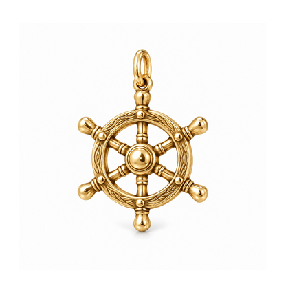 Ship's Wheel Charm — Gold | charm-topics-remaining-444-2026-09-14 | topic-166