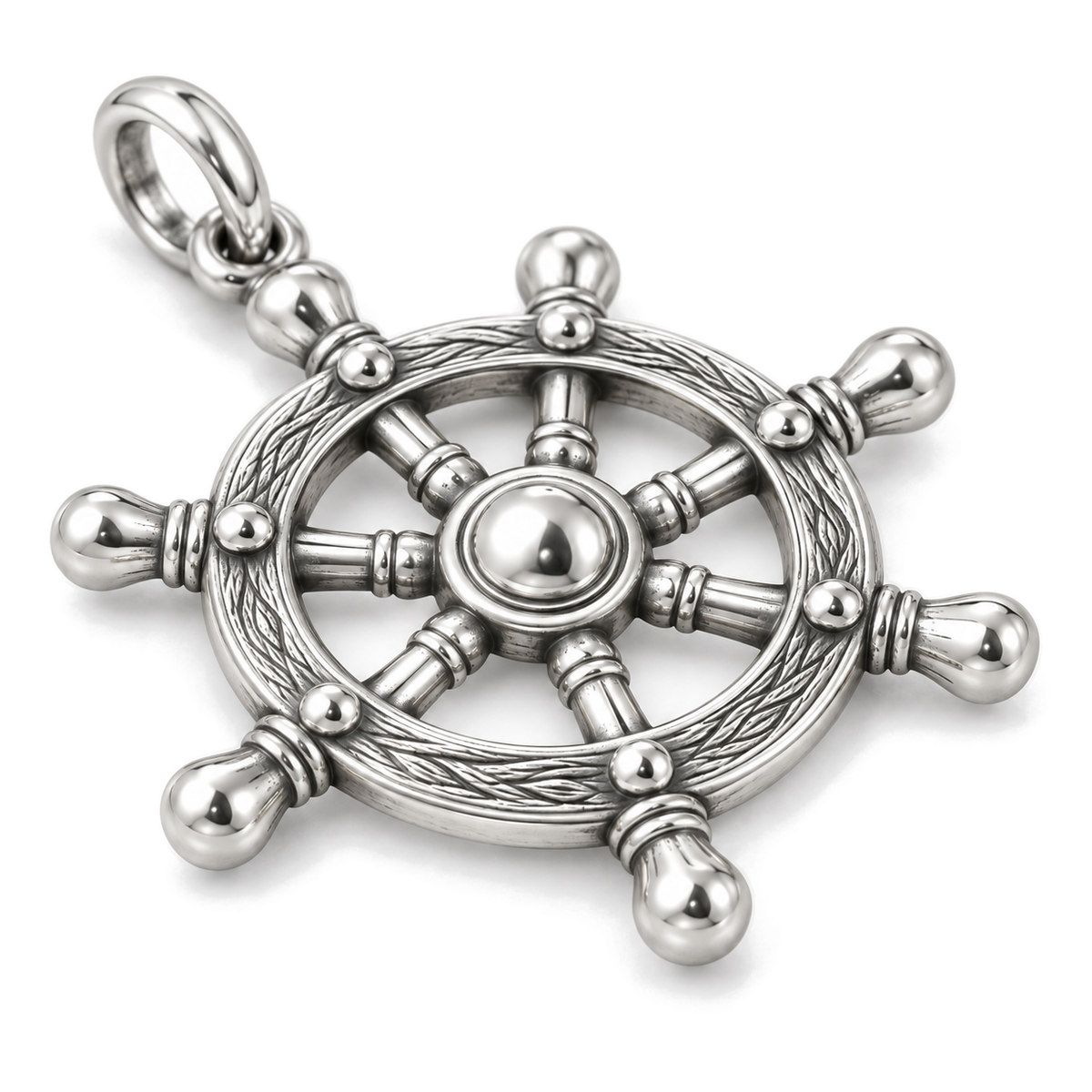 Ship's Wheel Charm — Silver Super Macro | charm-topics-remaining-444-2026-09-14 | topic-166
