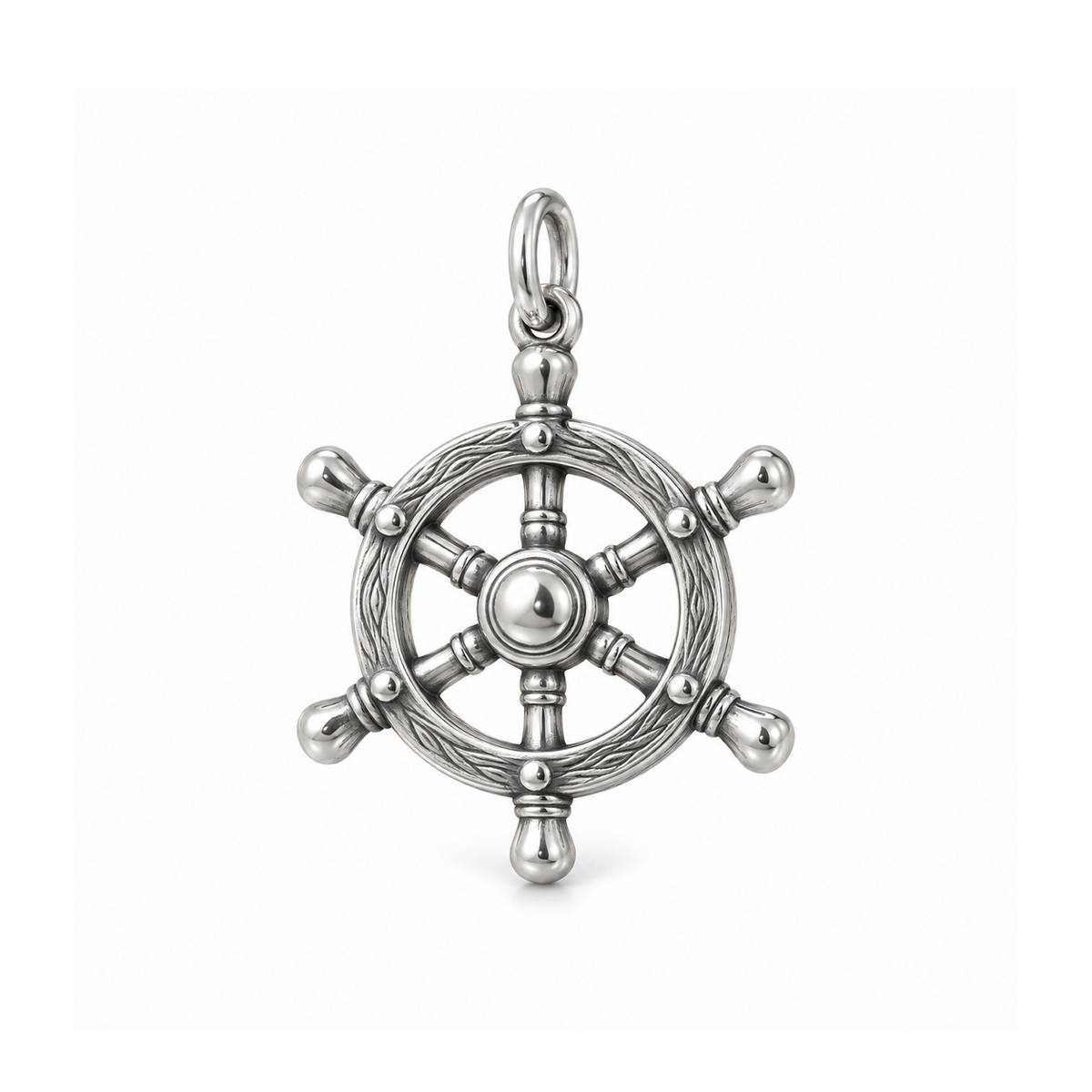 Ship's Wheel Charm — Silver | charm-topics-remaining-444-2026-09-14 | topic-166
