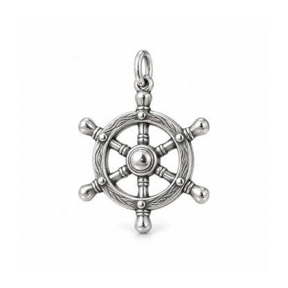 Ship's Wheel Charm — Silver | charm-topics-remaining-444-2026-09-14 | topic-166