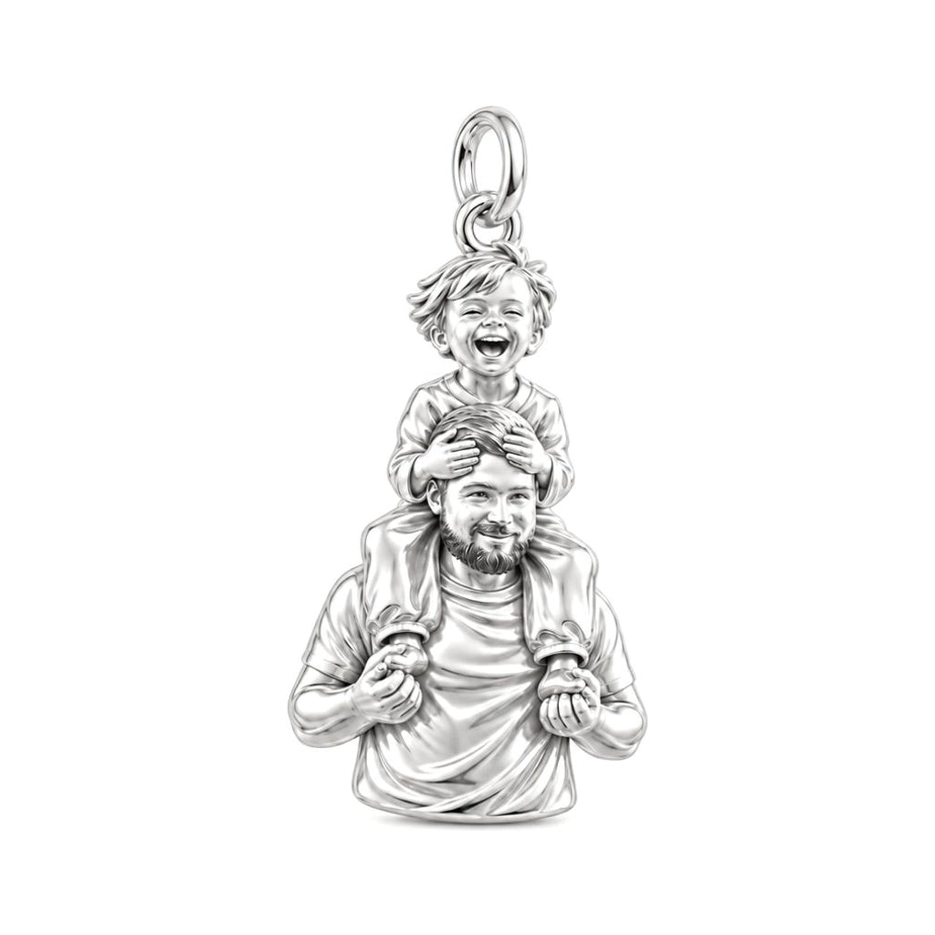 Shoulder Ride Joy Charm Bracelet – Personalized Dad Gift – silver charm, front view