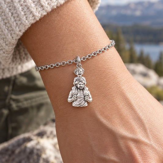 Shoulder Ride Joy Charm Bracelet Set – worn / in use