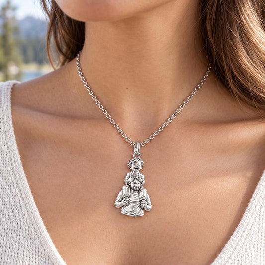 Shoulder Ride Joy Charm Necklace Set – worn / in use