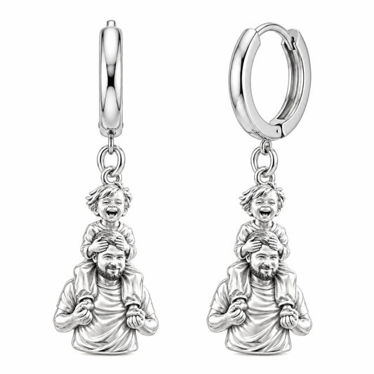 Shoulder Ride Joy Huggie Charm Earrings – silver, front view