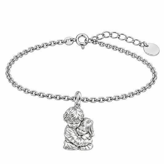 Sibling Sweet Embrace Charm Bracelet Set – silver, front view