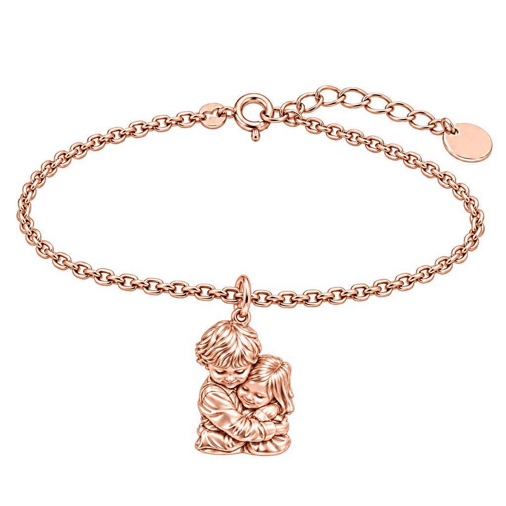 Sibling Sweet Embrace Charm Bracelet Set – rose gold, front view