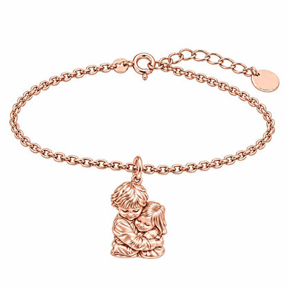 Sibling Sweet Embrace Charm Bracelet Set – rose gold, front view
