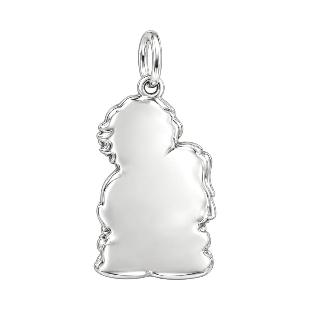 Sibling Sweet Embrace Huggie Charm Earrings – back of the charm, engraving area