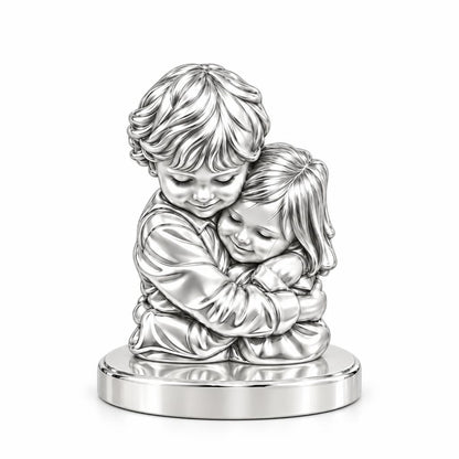 Sibling Sweet Embrace Keepsake Plaque – silver, front view