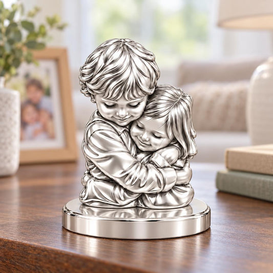 Sibling Sweet Embrace Keepsake Plaque – worn / in use