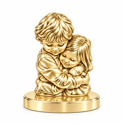 Sibling Sweet Embrace Keepsake Plaque – 18K gold, front view
