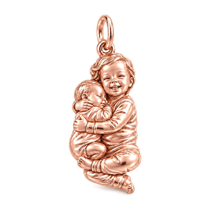 Siblings Forever Hug Charm Bracelet – Personalized Mom Gift – rose gold charm, front view