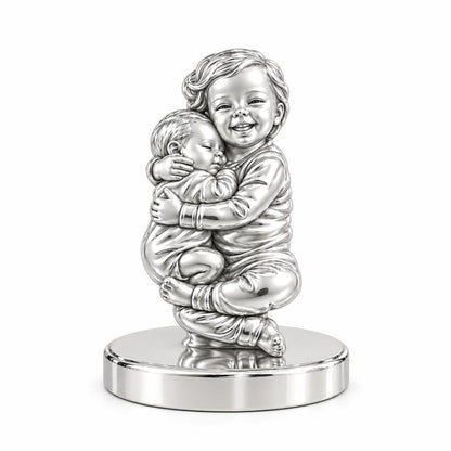 Siblings Forever Hug Keepsake Plaque – silver, front view