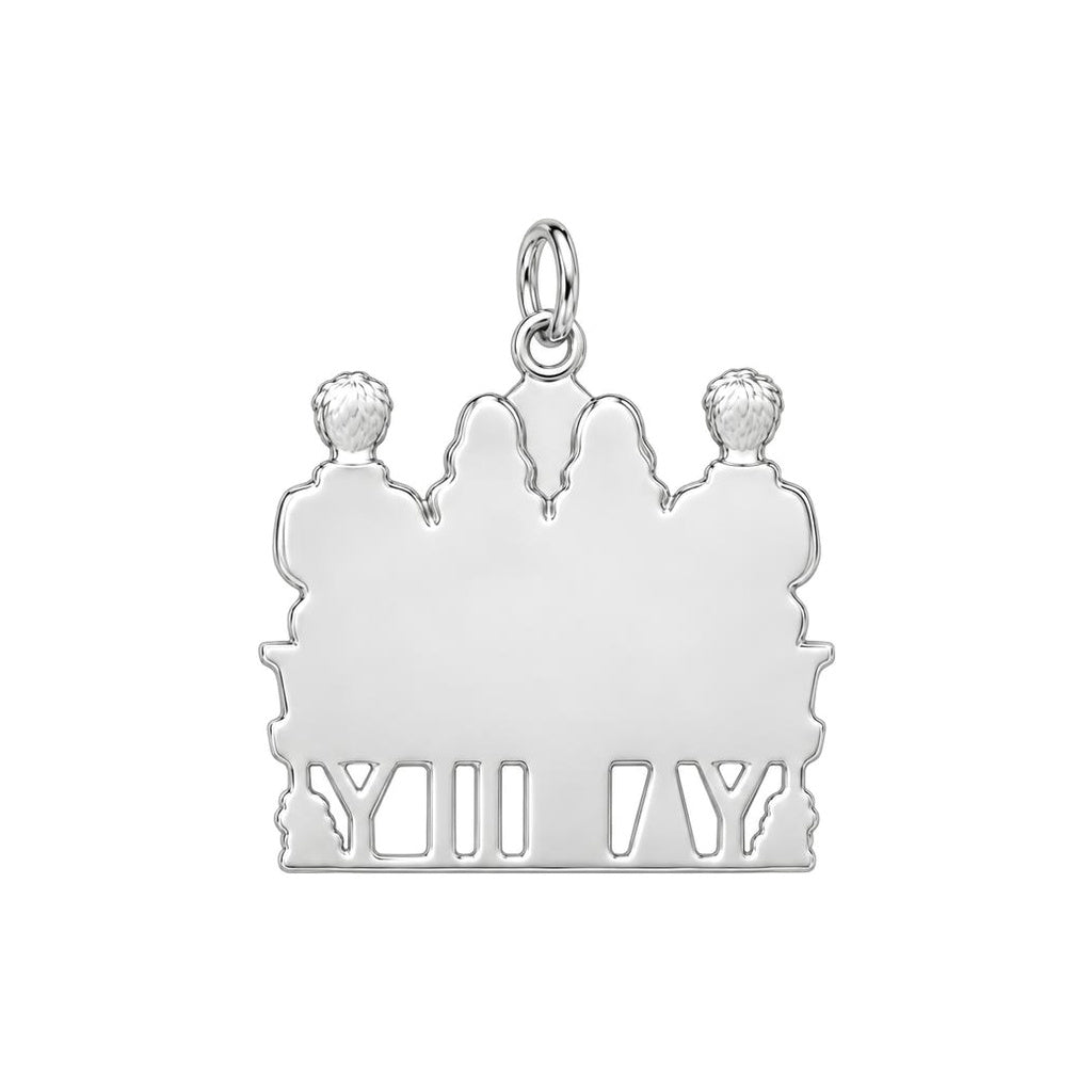 Siblings Sitting Together Charm Bracelet – Personalized Mom Gift – back of the charm, engraving area