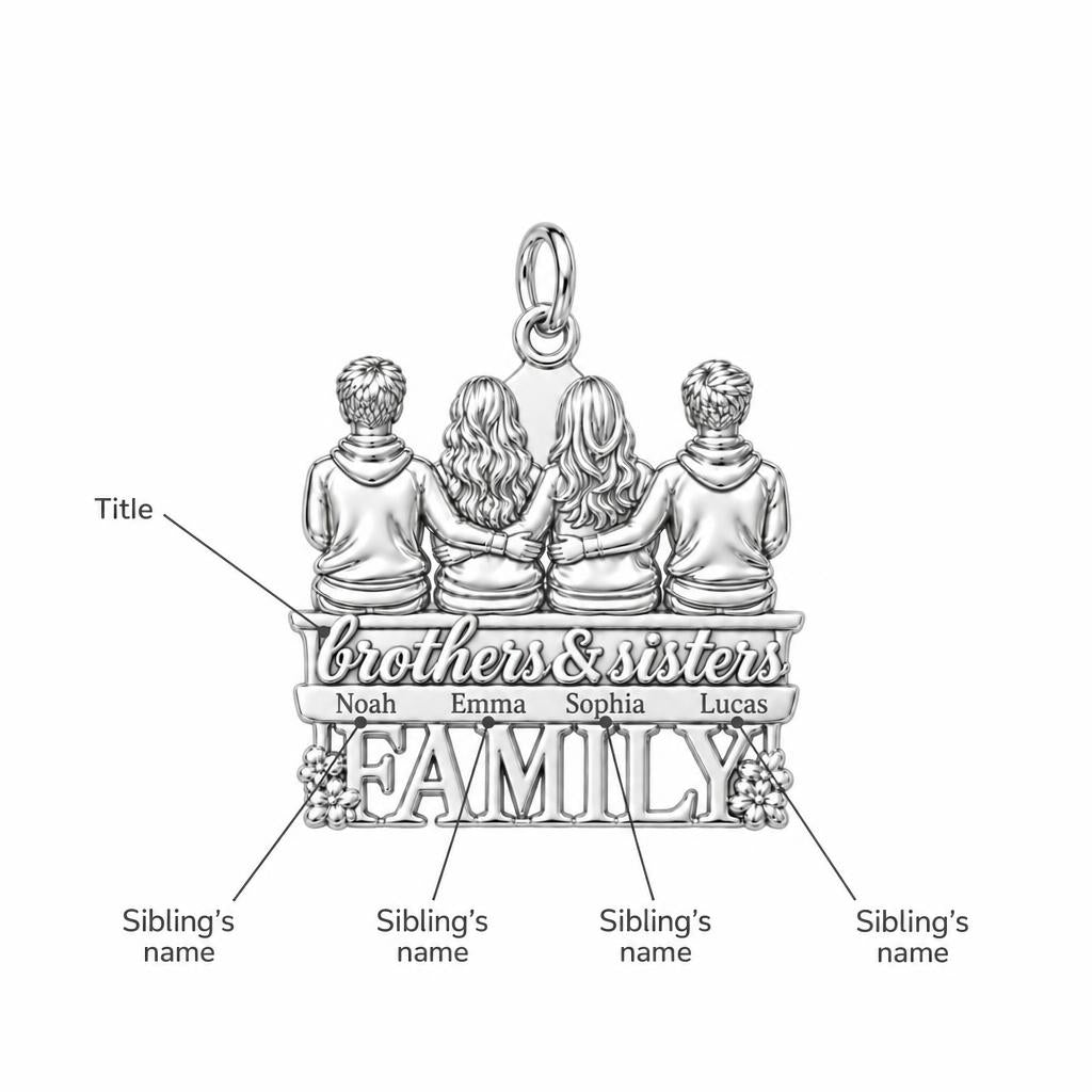 Siblings Sitting Together Charm Bracelet – Personalized Mom Gift – personalization guide