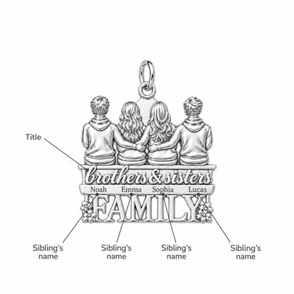 Siblings Sitting Together Charm Bracelet – Personalized Mom Gift – personalization guide