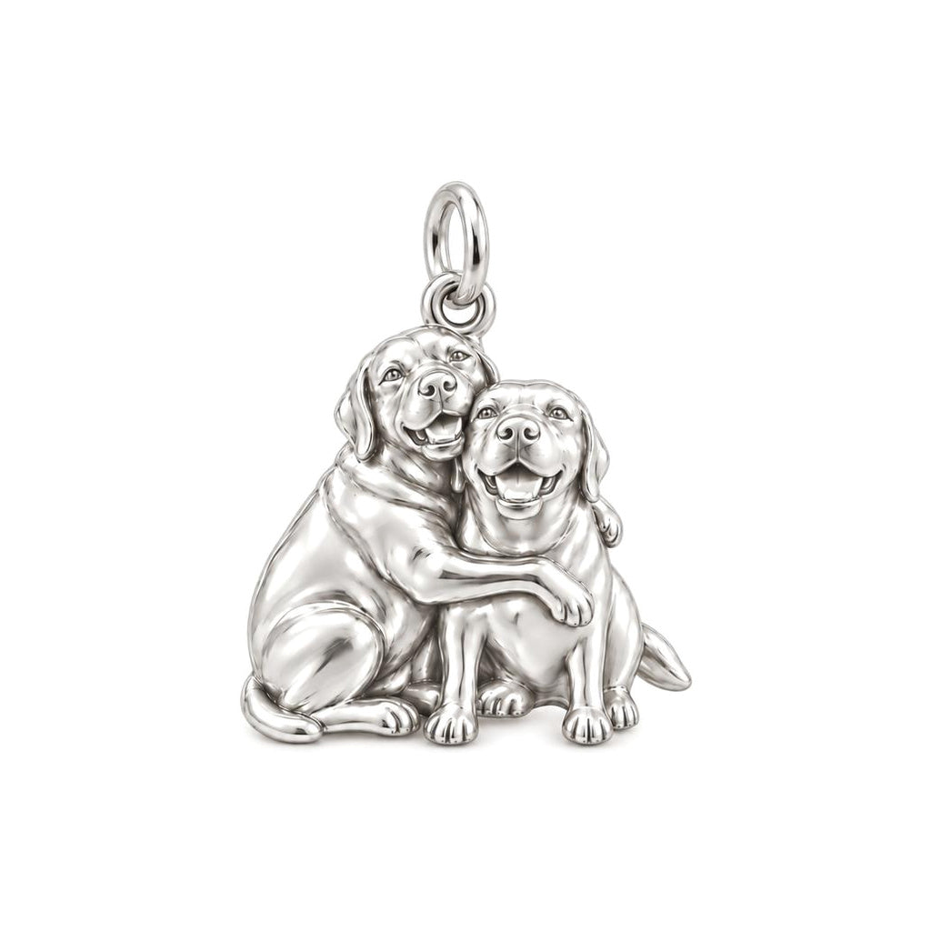 Side by Side Best Friends Charm Bracelet – Personalized Dog Mom Gift – silver charm, front view