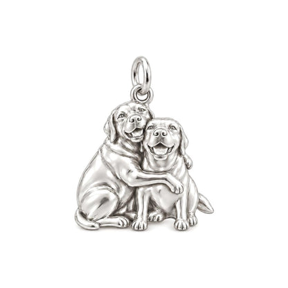 Side by Side Best Friends Charm Bracelet – Personalized Dog Mom Gift – silver charm, front view