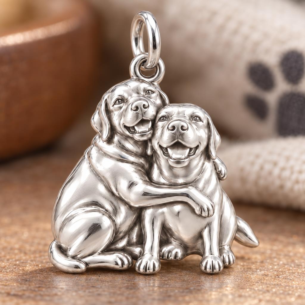 Side by Side Best Friends Charm Bracelet – Personalized Dog Mom Gift – macro detail of the charm