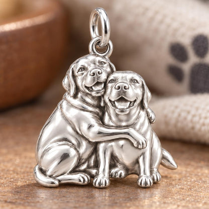 Side by Side Best Friends Charm Bracelet – Personalized Dog Mom Gift – macro detail of the charm