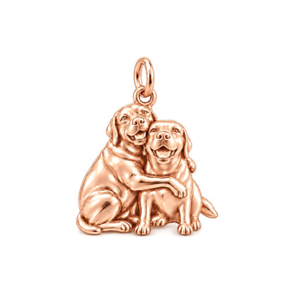 Side by Side Best Friends Charm Bracelet – Personalized Dog Mom Gift – rose gold charm, front view