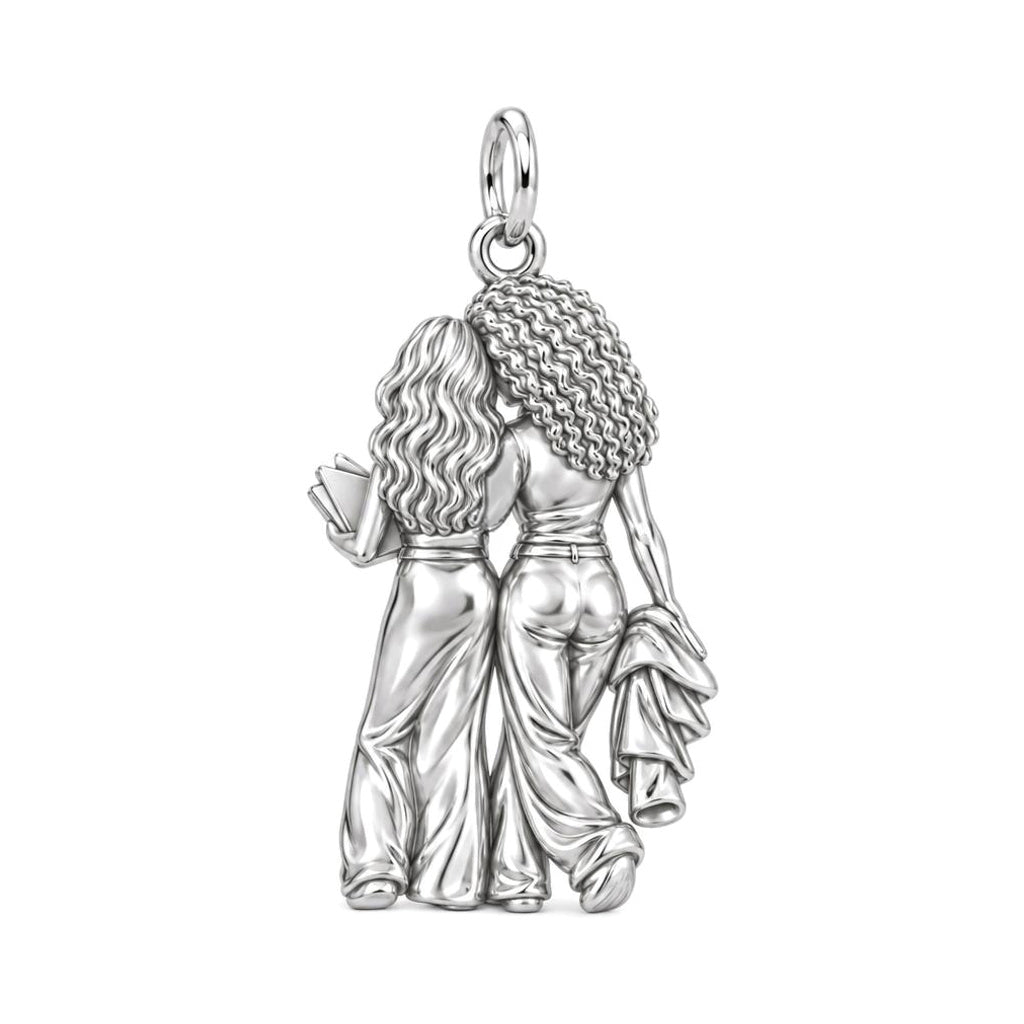 Side by Side Best Friends Charm Bracelet Set – back of the charm, engraving area