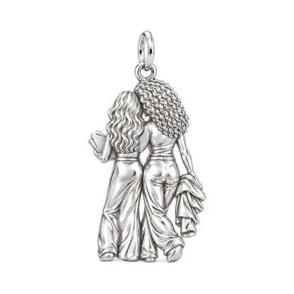 Side by Side Best Friends Charm Bracelet Set – back of the charm, engraving area