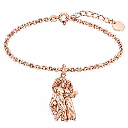Side by Side Best Friends Charm Bracelet Set – rose gold, front view