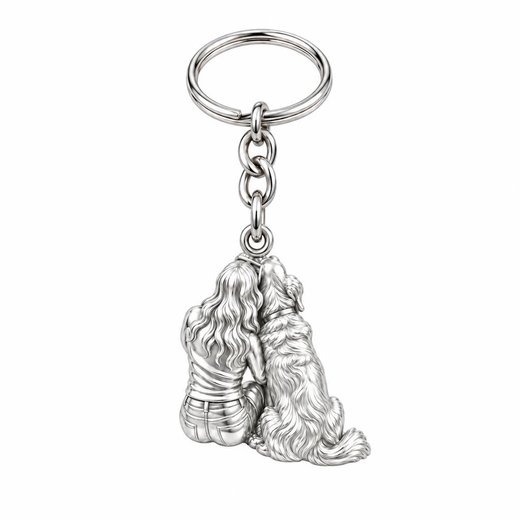 Side by Side Charm Keychain – silver, front view