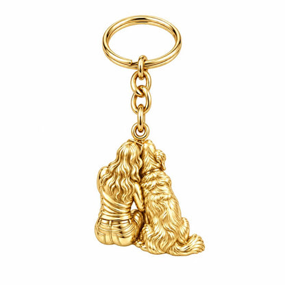 Side by Side Charm Keychain – 18K gold, front view