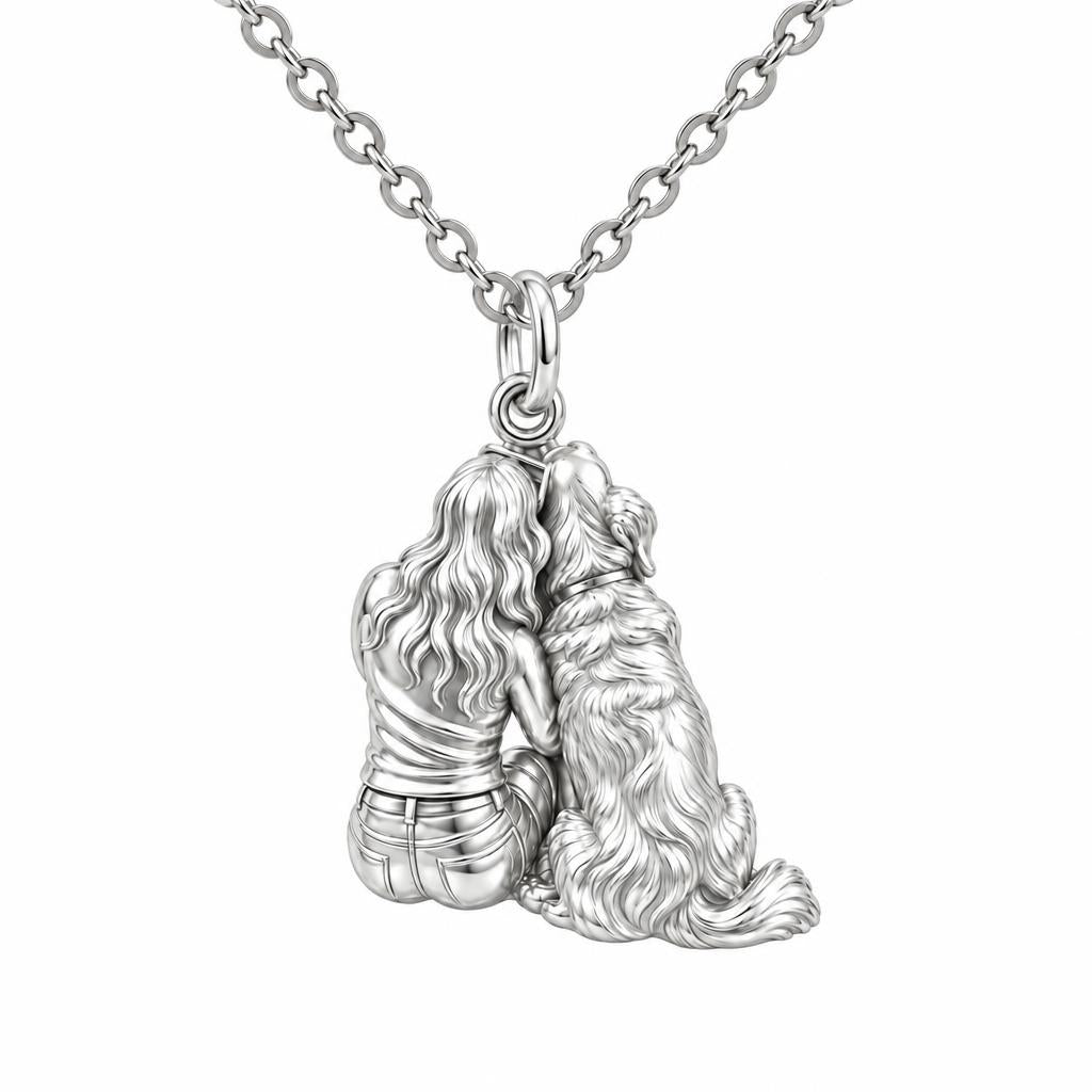 Side by Side Charm Necklace Set – silver, front view