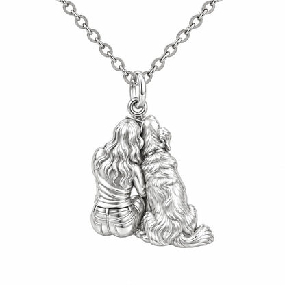 Side by Side Charm Necklace Set – silver, front view