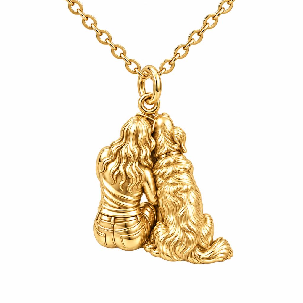 Side by Side Charm Necklace Set – 18K gold, front view