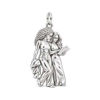 Side by Side Close Colleagues Charm Bracelet– Personalized Bestie Gift – silver charm, front view
