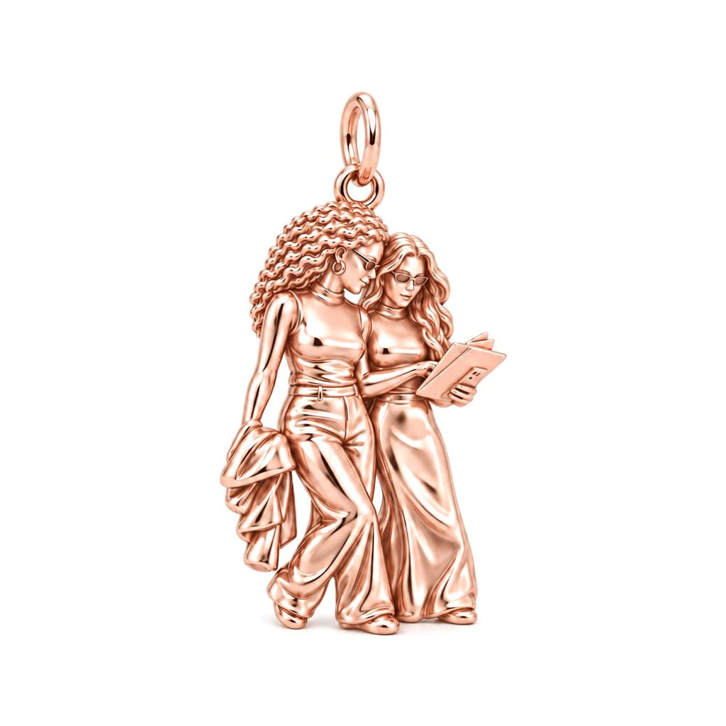 Side by Side Close Colleagues Charm Bracelet– Personalized Bestie Gift – rose gold charm, front view
