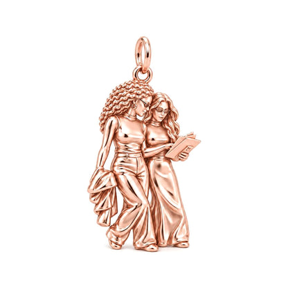 Side by Side Close Colleagues Charm Bracelet– Personalized Bestie Gift – rose gold charm, front view