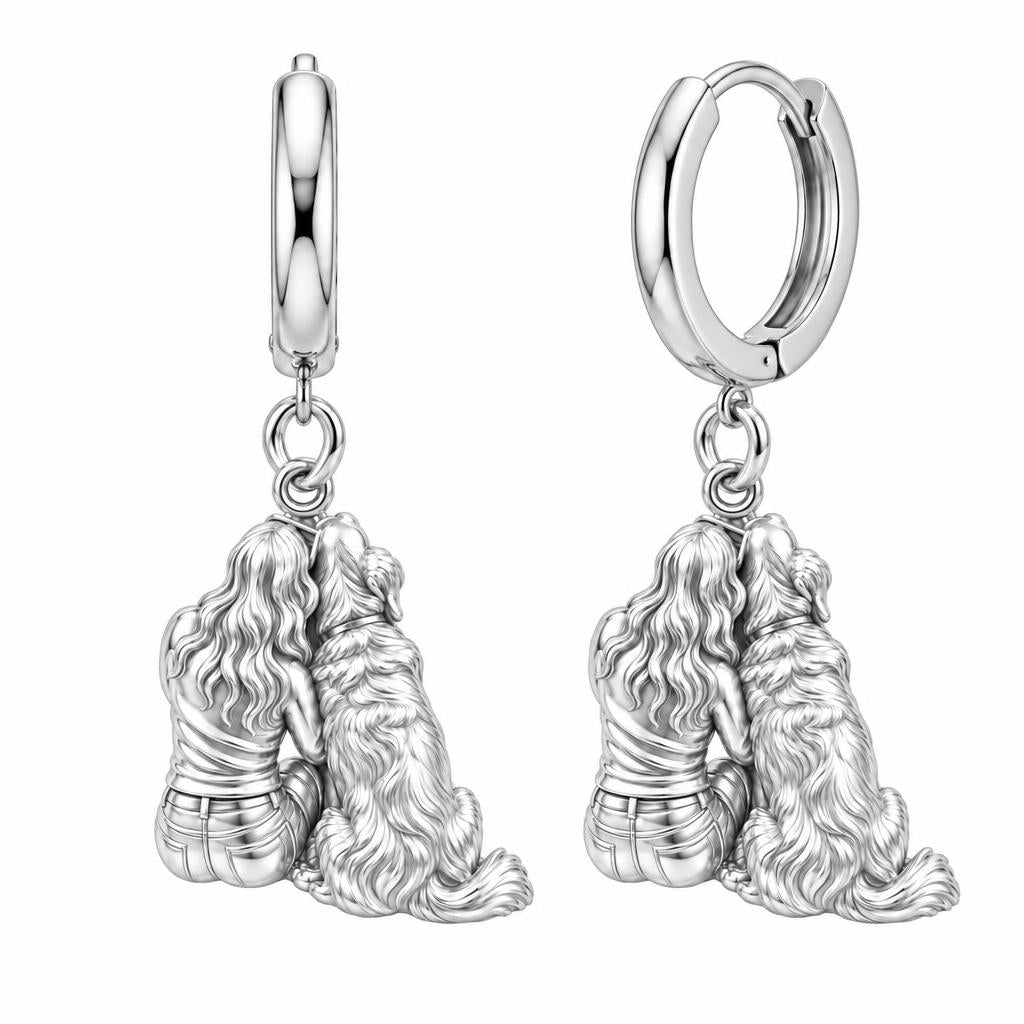 Side by Side Huggie Charm Earrings – silver, front view