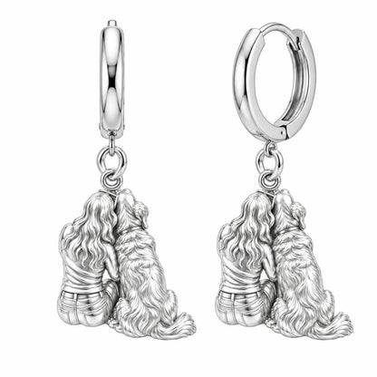 Side by Side Huggie Charm Earrings – silver, front view