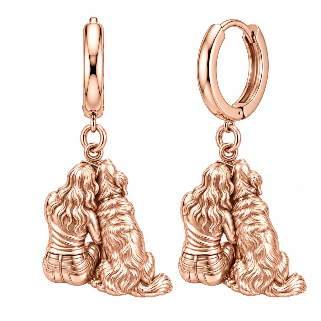 Side by Side Huggie Charm Earrings – rose gold, front view