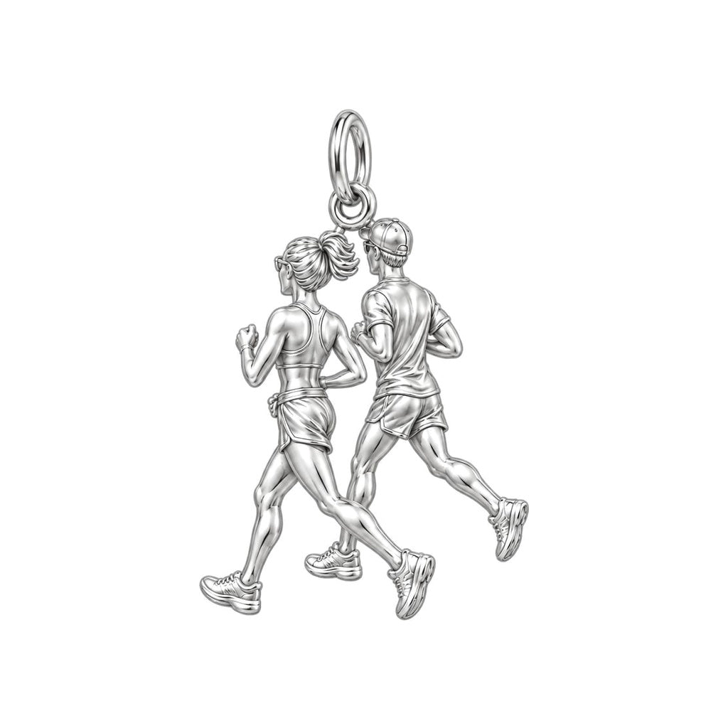 Side by Side Runners Charm Bracelet – Personalized Couple Gift – back of the charm, engraving area