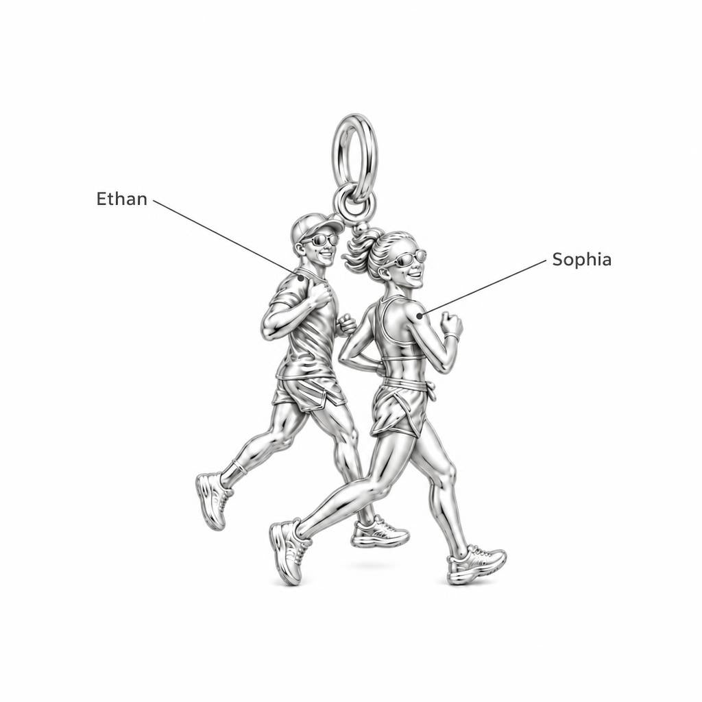 Side by Side Runners Charm Bracelet – Personalized Couple Gift – personalization guide