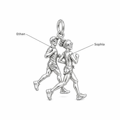 Side by Side Runners Charm Bracelet – Personalized Couple Gift – personalization guide