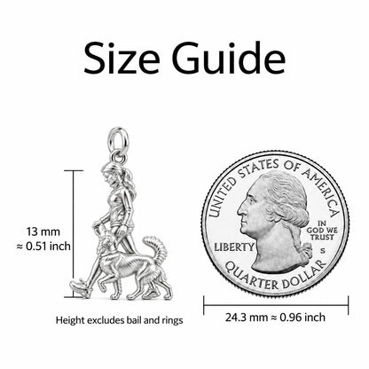 Side by Side Stroll Charm Bracelet – Personalized Dog Mom Gift – size guide, 13 mm charm next to a quarter