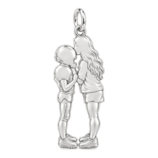 Sideline Kiss Football Charm Bracelet – Personalized Mom Gift – back of the charm, engraving area